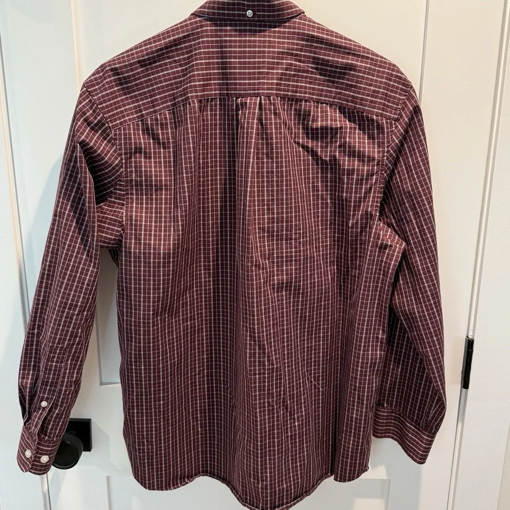 Duluth Trading Shirt Men Large Red Check Button Down Long Sleeve Wrinkle Fighter - Picture 3 of 4